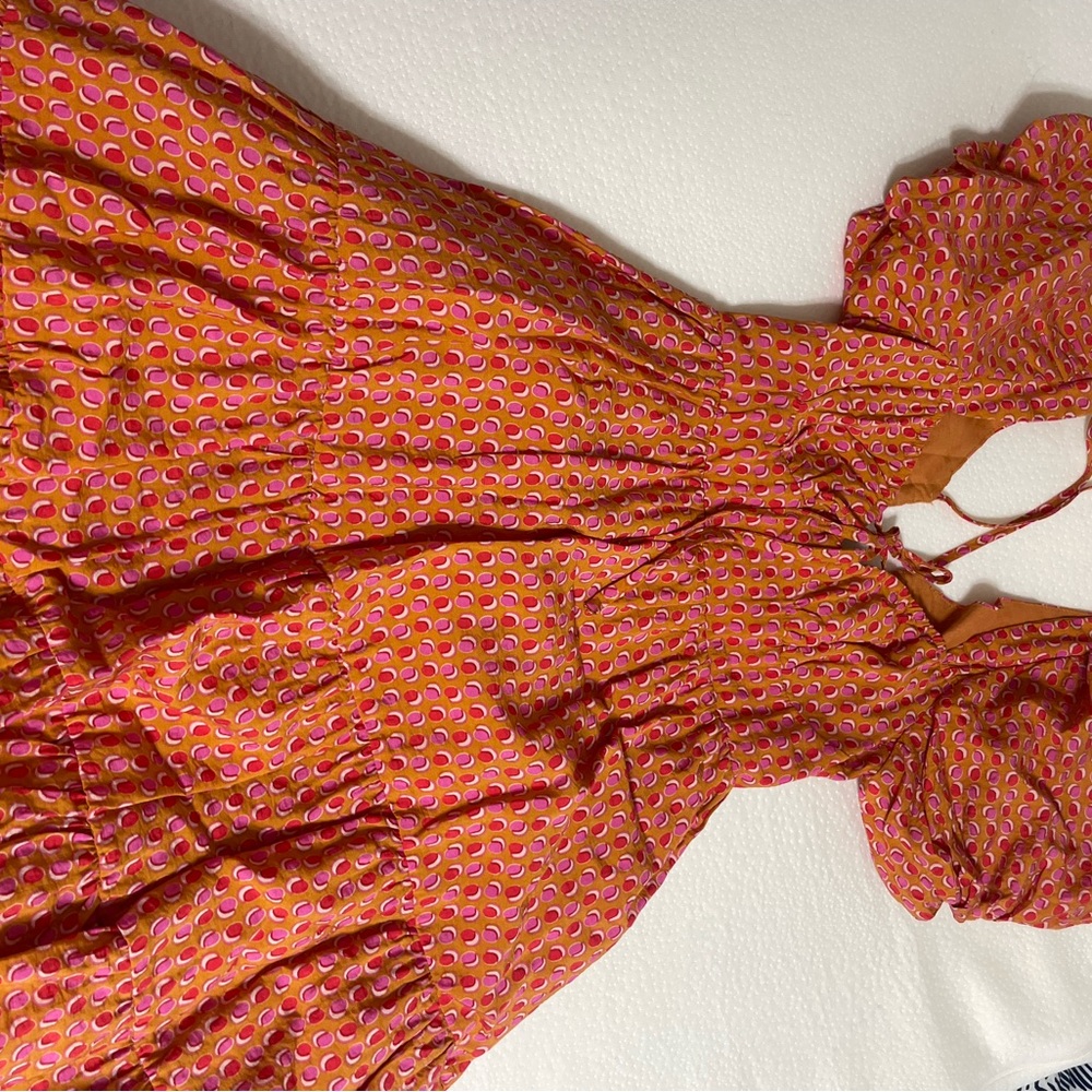 Mini Dress in Orange and Pink Print